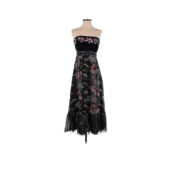 Nanette Lepore  Heirloom Embroidered Sleeveless Velvet Silk Floral Dress - Picture 1 of 15